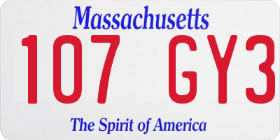 MA license plate 107GY3