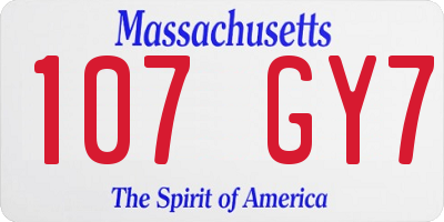 MA license plate 107GY7