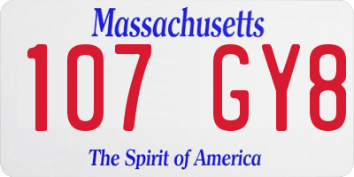 MA license plate 107GY8
