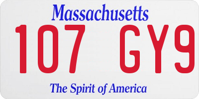 MA license plate 107GY9