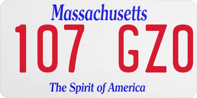 MA license plate 107GZ0