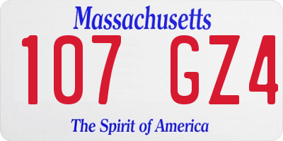 MA license plate 107GZ4