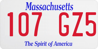 MA license plate 107GZ5