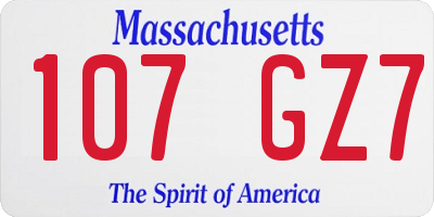 MA license plate 107GZ7