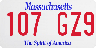 MA license plate 107GZ9