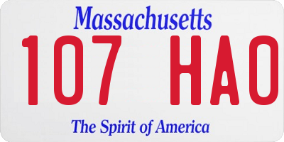 MA license plate 107HA0