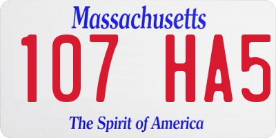 MA license plate 107HA5
