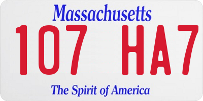 MA license plate 107HA7