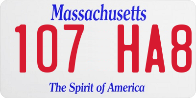 MA license plate 107HA8
