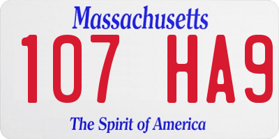 MA license plate 107HA9