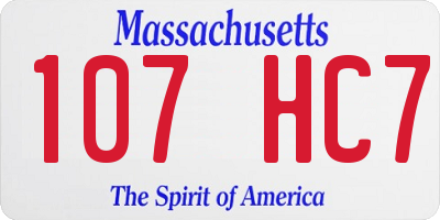MA license plate 107HC7