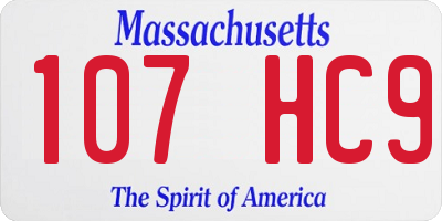 MA license plate 107HC9