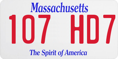 MA license plate 107HD7