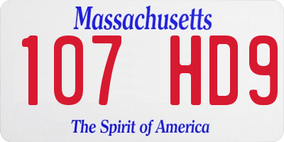 MA license plate 107HD9