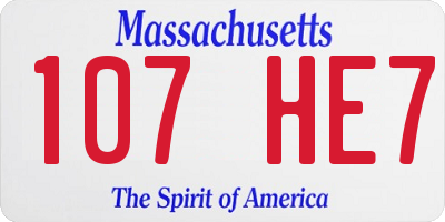 MA license plate 107HE7