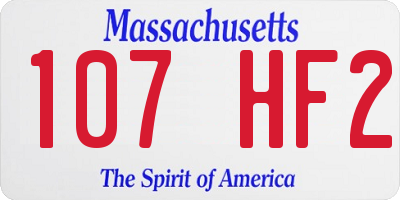 MA license plate 107HF2
