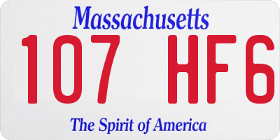MA license plate 107HF6