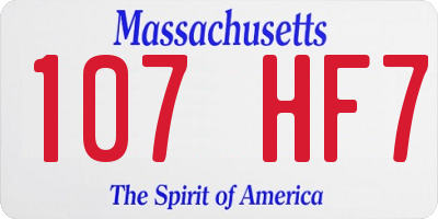 MA license plate 107HF7