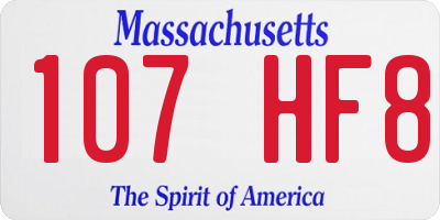 MA license plate 107HF8
