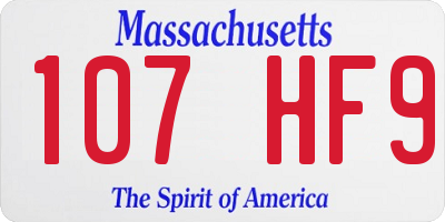 MA license plate 107HF9