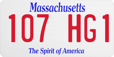 MA license plate 107HG1
