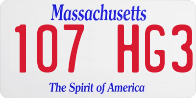 MA license plate 107HG3