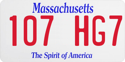 MA license plate 107HG7
