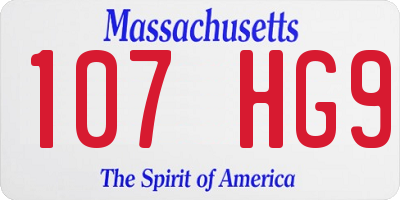 MA license plate 107HG9