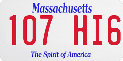 MA license plate 107HI6