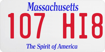 MA license plate 107HI8
