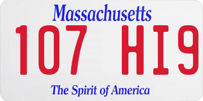 MA license plate 107HI9