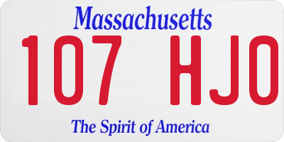 MA license plate 107HJ0