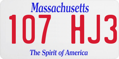 MA license plate 107HJ3