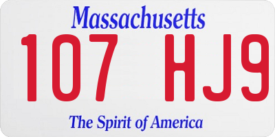 MA license plate 107HJ9