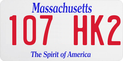 MA license plate 107HK2