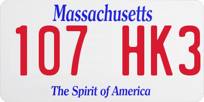 MA license plate 107HK3