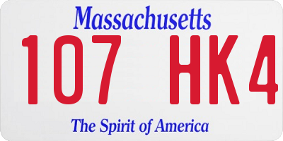 MA license plate 107HK4