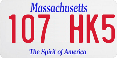 MA license plate 107HK5