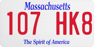 MA license plate 107HK8