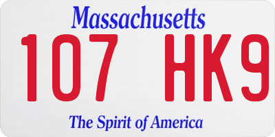 MA license plate 107HK9
