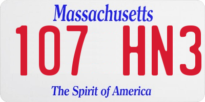 MA license plate 107HN3