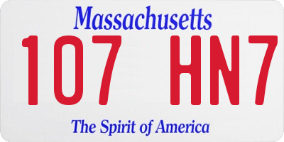 MA license plate 107HN7