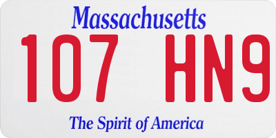 MA license plate 107HN9