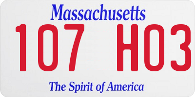 MA license plate 107HO3
