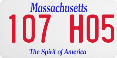 MA license plate 107HO5