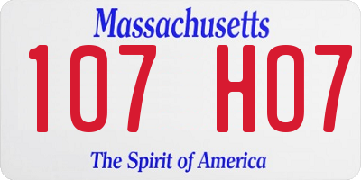 MA license plate 107HO7