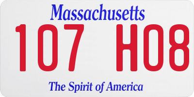 MA license plate 107HO8