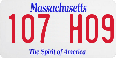 MA license plate 107HO9