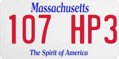 MA license plate 107HP3