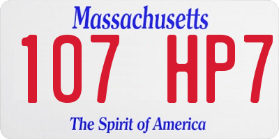 MA license plate 107HP7